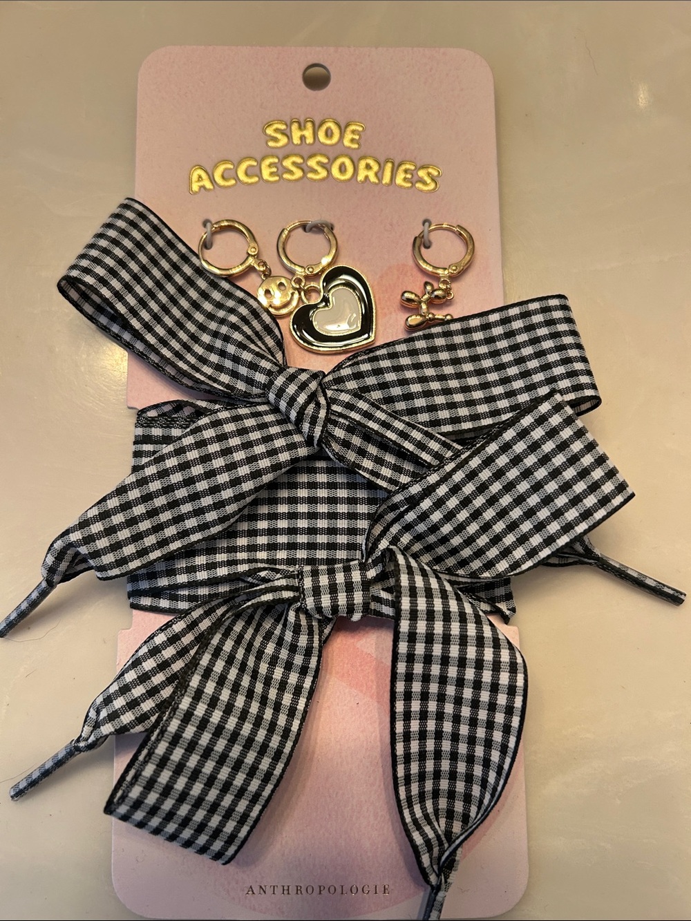 Anthropology gingham laces and shoe charms